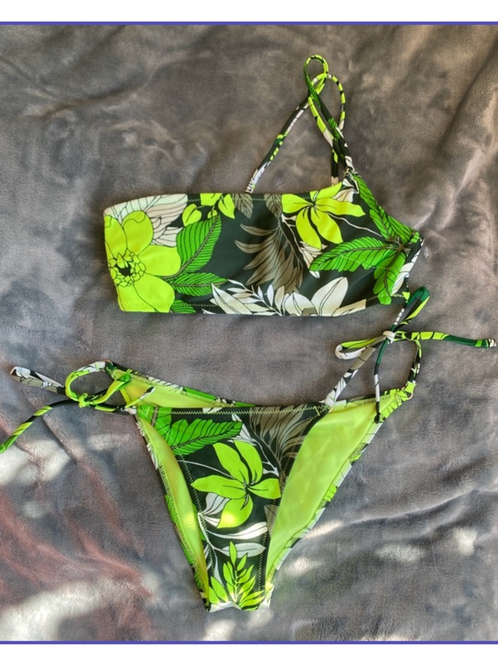 Aerie Green Floral Bikini Swim Set